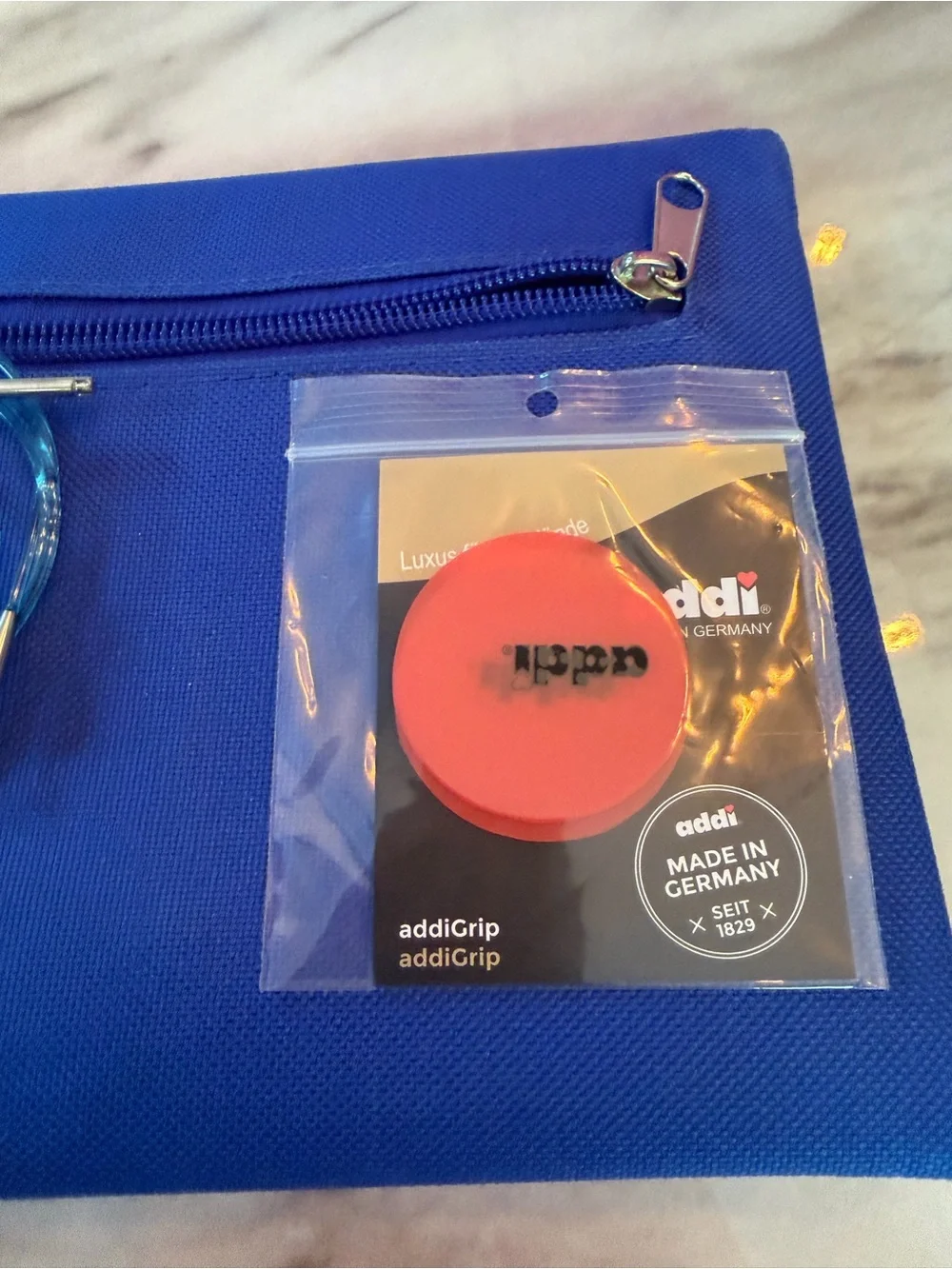 addi addiClick Blue Zip Needle Case Pouch